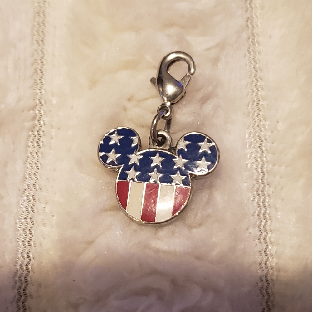 2/$39 Disney Mickey Mouse Red Blue Patriotic Americana Clip On Charm Deadstock